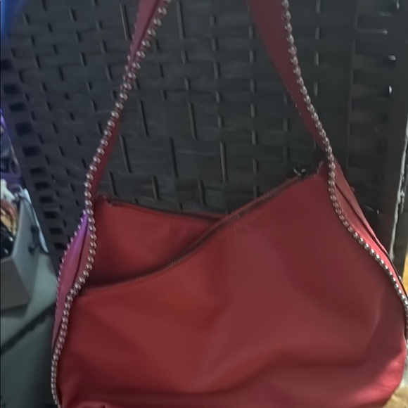 Red Studded Shoulder Bag - Picture 12 of 12
